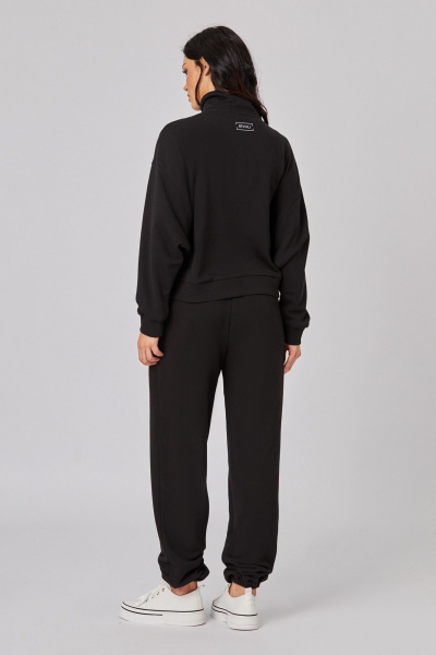 Платье из трикотажа с разрезом и мягкими рукавами Rivoli 3096 чёрный - фото 3