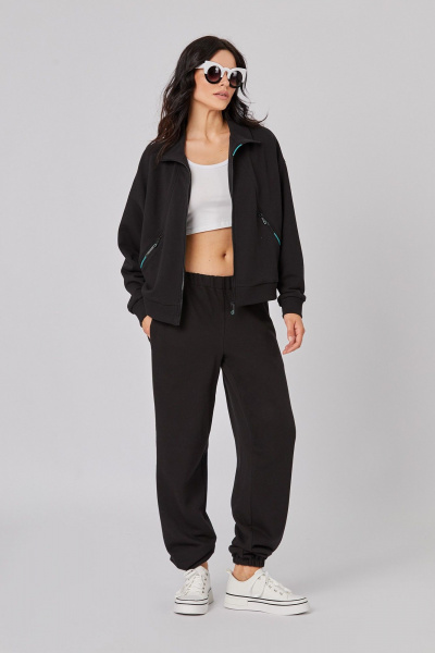 Платье из трикотажа с разрезом и мягкими рукавами Rivoli 3096 чёрный - фото 2