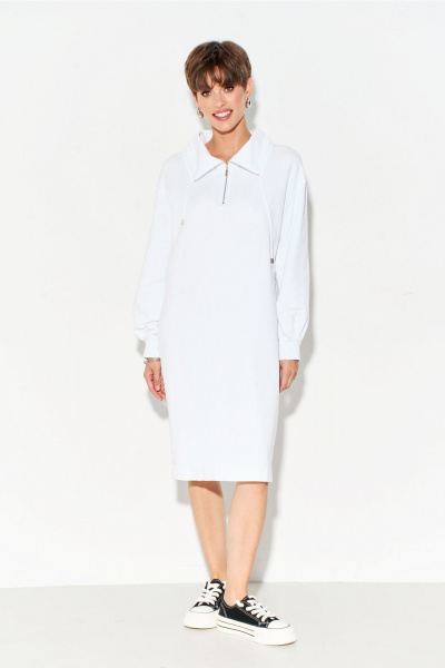 Платье из трикотажа с высоким воротником и молнией FOXY FOX 1563 молочный - фото 3