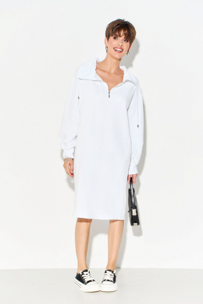 Платье из трикотажа с высоким воротником и молнией FOXY FOX 1563 молочный - фото 1