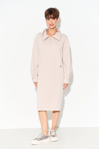 Платье из трикотажа с воротником-стойкой и втачными рукавами FOXY FOX 1563 бежевый - фото 9