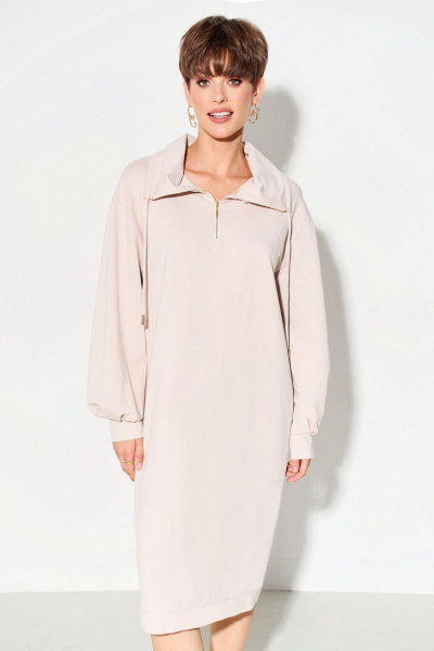 Платье из трикотажа с воротником-стойкой и втачными рукавами FOXY FOX 1563 бежевый - фото 4