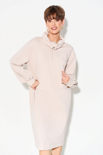 Платье из трикотажа с воротником-стойкой и втачными рукавами FOXY FOX 1563 бежевый - фото 3