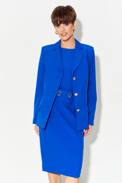 Платье-чехол из текстиля с разрезом и поясом FOXY FOX 1619 васильковый - фото 7