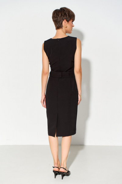 Платье-чехол из текстиля с подъемными рельефами и поясом FOXY FOX 1619 черный - фото 2