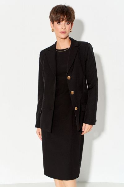 Классический жакет полуприлегающего кроя из костюмной ткани FOXY FOX 1620 черный - фото 5