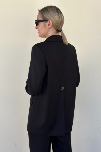 Жакет оверсайз и брюки прямого кроя из текстиля для повседневного образа S.O.L O Me М-И12 черный - фото 2