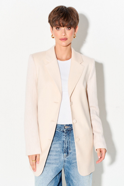 Жакет из костюмной ткани с трикотажными рукавами FOXY FOX 1621 молочный - фото 1