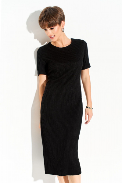Черное платье из трикотажа с шлицей внизу FOXY FOX 1622 черный - фото 2
