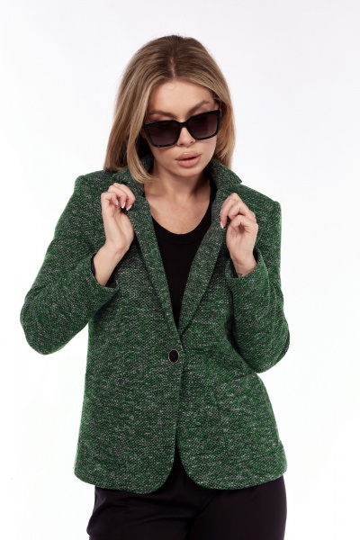 Зеленый трикотажный пиджак с накладными карманами Talia fashion 430 зеленый - фото 8