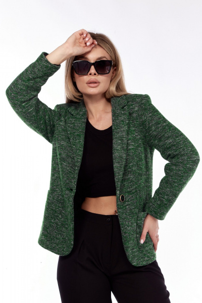 Зеленый трикотажный пиджак с накладными карманами Talia fashion 430 зеленый - фото 5