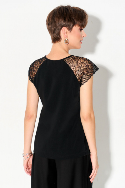 Блуза из легкой ткани с кружевом и разрезом FOXY FOX 1685 черный - фото 2