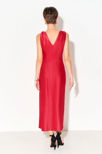 Платье миди из шелк-сатина с узлами и молнией FOXY FOX 1691 алый - фото 2