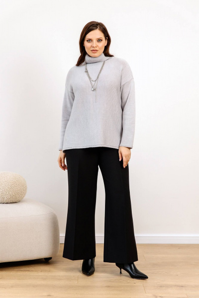 Демисезонный свитер оверсайз из шерстяной пряжи Romgil РВ0009-ШЕ5 светло-серый - фото 6