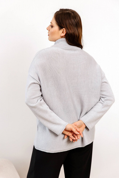 Демисезонный свитер оверсайз из шерстяной пряжи Romgil РВ0009-ШЕ5 светло-серый - фото 2