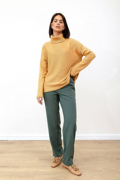 Базовый джемпер оверсайз из шерстяной пряжи Romgil РВ0009-ШЕ5 соломенный - фото 6