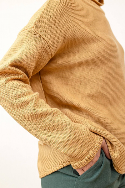 Базовый джемпер оверсайз из шерстяной пряжи Romgil РВ0009-ШЕ5 соломенный - фото 4