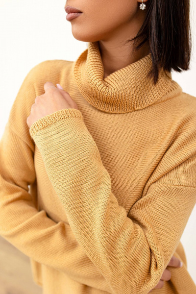 Базовый джемпер оверсайз из шерстяной пряжи Romgil РВ0009-ШЕ5 соломенный - фото 3
