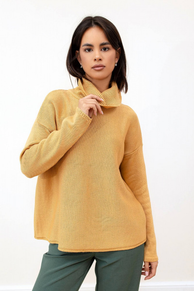 Базовый джемпер оверсайз из шерстяной пряжи Romgil РВ0009-ШЕ5 соломенный - фото 1