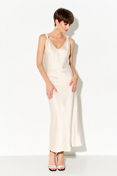Платье из шелк-сатина с регулируемыми узлами FOXY FOX 1691 бежевый - фото 9