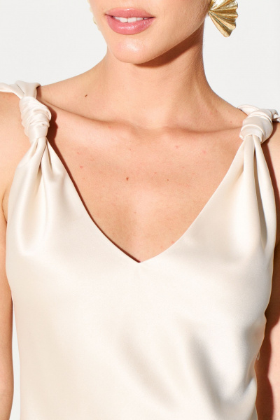 Платье из шелк-сатина с регулируемыми узлами FOXY FOX 1691 бежевый - фото 6