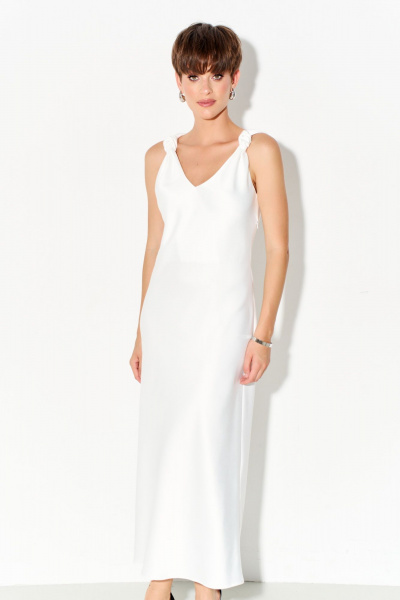 Платье из шелк-сатина с регулируемыми узлами FOXY FOX 1691 белый - фото 10