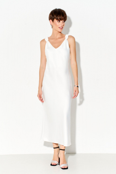 Платье из шелк-сатина с регулируемыми узлами FOXY FOX 1691 белый - фото 5