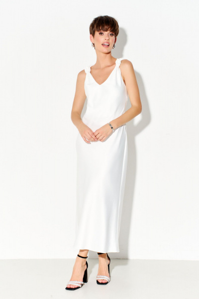 Платье из шелк-сатина с регулируемыми узлами FOXY FOX 1691 белый - фото 4