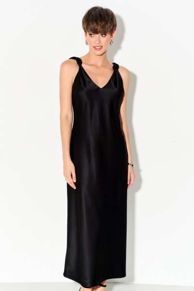 Платье из шелк-сатина с регулируемыми узлами FOXY FOX 1691 черный - фото 9