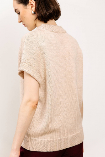 Демисезонный жилет oversize из вязаной пряжи Romgil РВ0096-ШЕ5 светлый_опаловый - фото 2