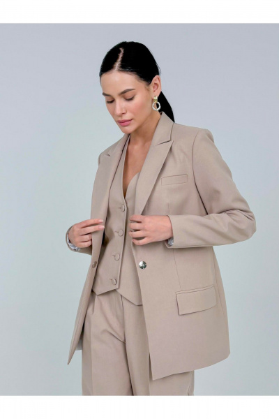 Пиджак бежевый офисный классический из вискозы DEVITA 4011 бежевый - фото 2