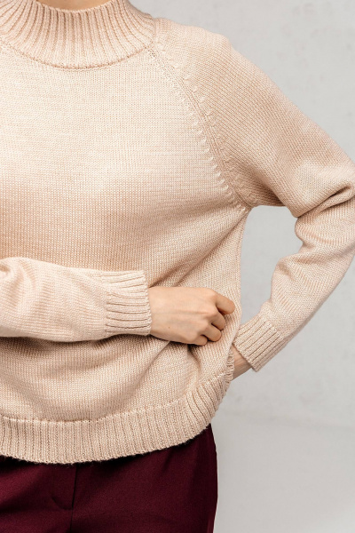 Джемпер вязаный шерстяной с воротником-стойкой Romgil РВ0114-ШЕ5 светлый_опаловый - фото 3