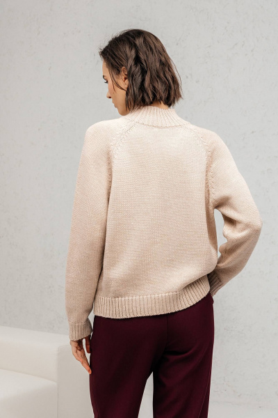 Джемпер вязаный шерстяной с воротником-стойкой Romgil РВ0114-ШЕ5 светлый_опаловый - фото 2