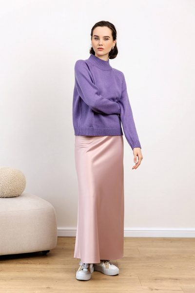 Джемпер трикотажный шерстяной с воротником-стойкой Romgil РВ0114-ШЕ5 сиреневый - фото 6