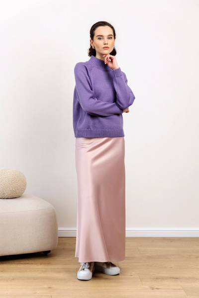 Джемпер трикотажный шерстяной с воротником-стойкой Romgil РВ0114-ШЕ5 сиреневый - фото 5