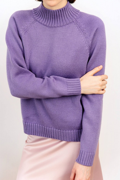Джемпер трикотажный шерстяной с воротником-стойкой Romgil РВ0114-ШЕ5 сиреневый - фото 3