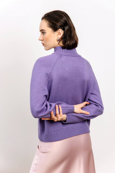 Джемпер трикотажный шерстяной с воротником-стойкой Romgil РВ0114-ШЕ5 сиреневый - фото 2