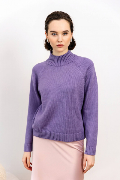 Джемпер трикотажный шерстяной с воротником-стойкой Romgil РВ0114-ШЕ5 сиреневый - фото 1