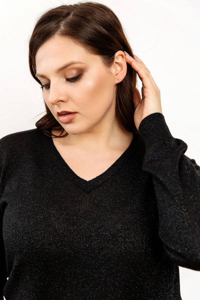 Джемпер из хлопка с блестящей металлизацией Romgil РВ0140-ХМ5 черный - фото 4