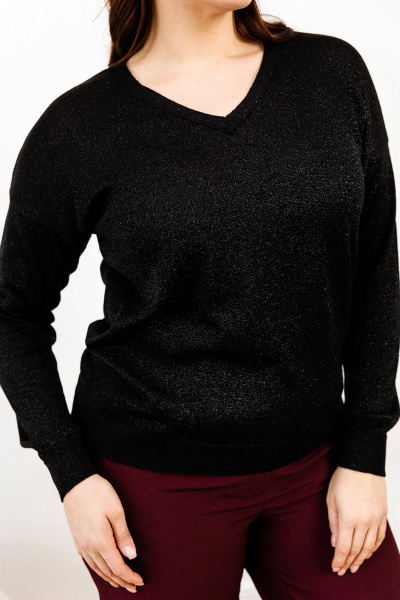 Джемпер из хлопка с блестящей металлизацией Romgil РВ0140-ХМ5 черный - фото 3
