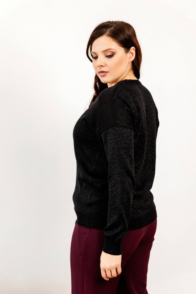 Джемпер из хлопка с блестящей металлизацией Romgil РВ0140-ХМ5 черный - фото 2
