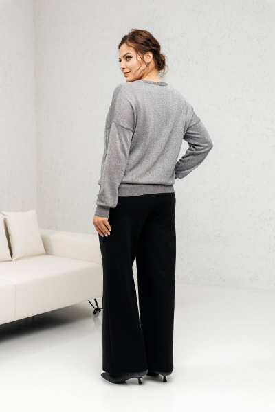 Джемпер из хлопка с металлизированной нитью Romgil РВ0140-ХМ5 сталь,серебро - фото 6