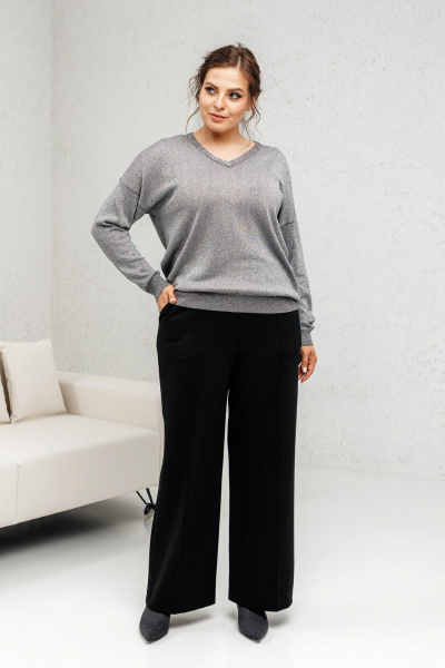 Джемпер из хлопка с металлизированной нитью Romgil РВ0140-ХМ5 сталь,серебро - фото 4