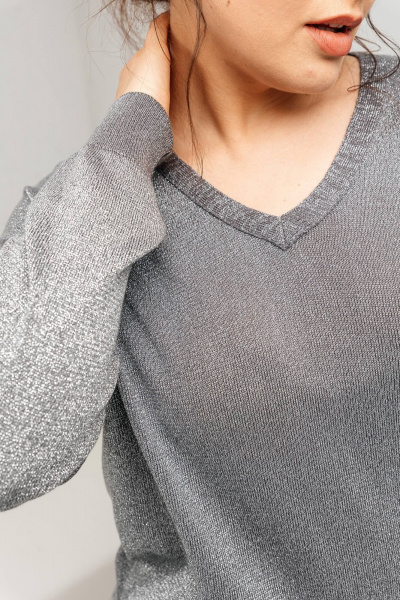 Джемпер из хлопка с металлизированной нитью Romgil РВ0140-ХМ5 сталь,серебро - фото 3