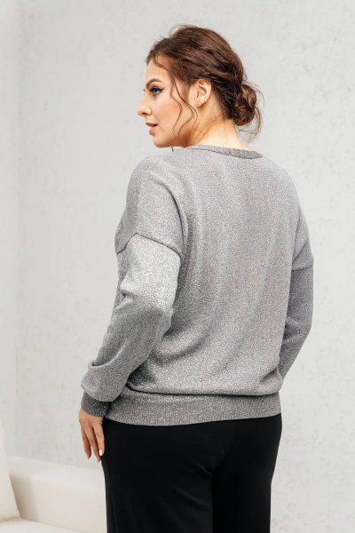 Джемпер из хлопка с металлизированной нитью Romgil РВ0140-ХМ5 сталь,серебро - фото 2
