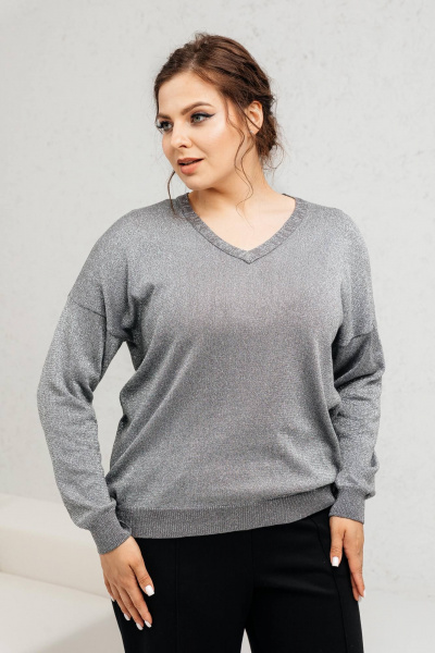 Джемпер из хлопка с металлизированной нитью Romgil РВ0140-ХМ5 сталь,серебро - фото 1