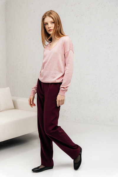 Джемпер из хлопка с металлизированной нитью Romgil РВ0140-ХМ5 розово-коралловый,серебро - фото 5