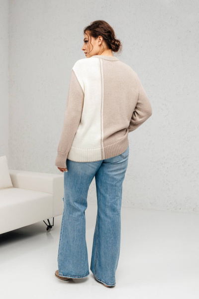 Классический шерстяной джемпер с длинными рукавами Romgil 891ШТЗ светло-бежевый,молочный - фото 6