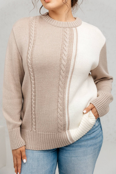 Классический шерстяной джемпер с длинными рукавами Romgil 891ШТЗ светло-бежевый,молочный - фото 3