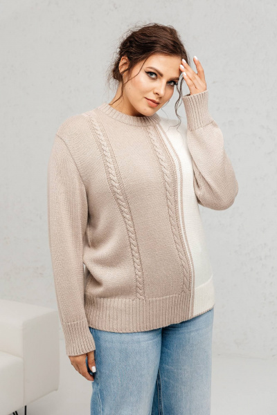 Классический шерстяной джемпер с длинными рукавами Romgil 891ШТЗ светло-бежевый,молочный - фото 1